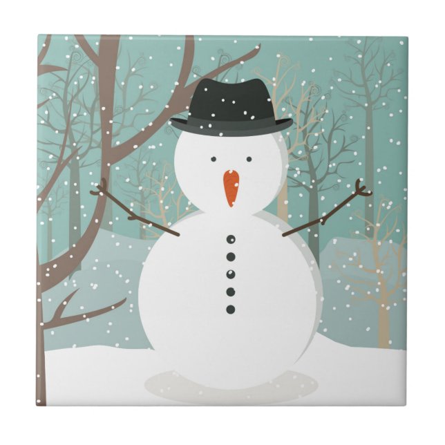 Herr vintersnögubbe kakelplatta (Framsidan)
