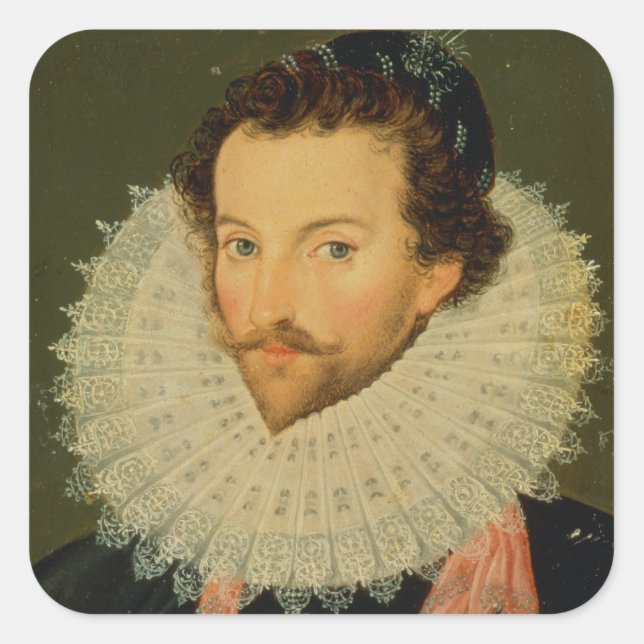 Herr Walter Raleigh 2 Fyrkantigt Klistermärke (Front)