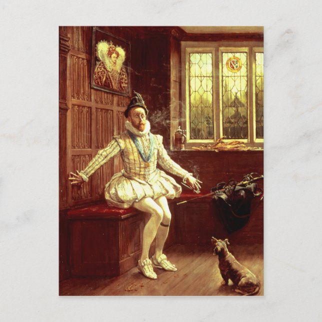 Herr Walter Raleigh's First Smoke Vykort (Framsida)