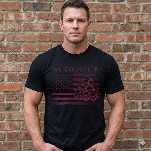 Herr We The People Amerikansk Flagga Dödskallar T- T Shirt