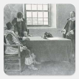 Herr William Berkeley Surrendering Fyrkantigt Klistermärke