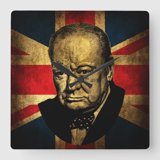 Herr Winston Churchill Fyrkantig Klocka (Framsida)