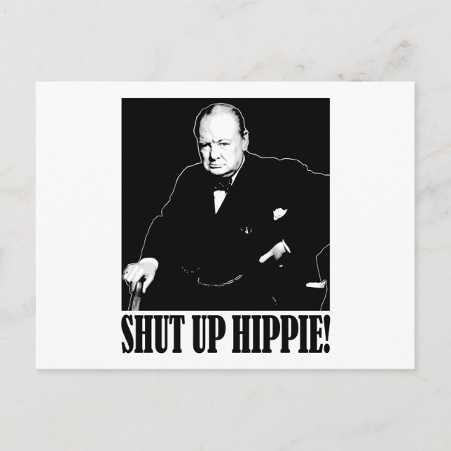 Herr Winston Churchill säger "Håll käften". Vykort (Framsida)