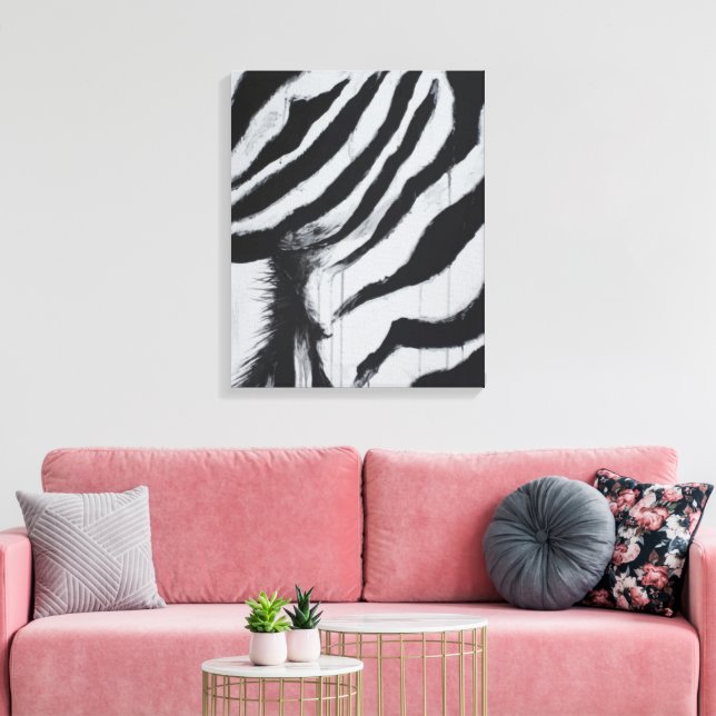 Herr Zebras Vilda Afrikanska Djungel Originalkonst Canvastryck (Insitu (Vardagsrum))