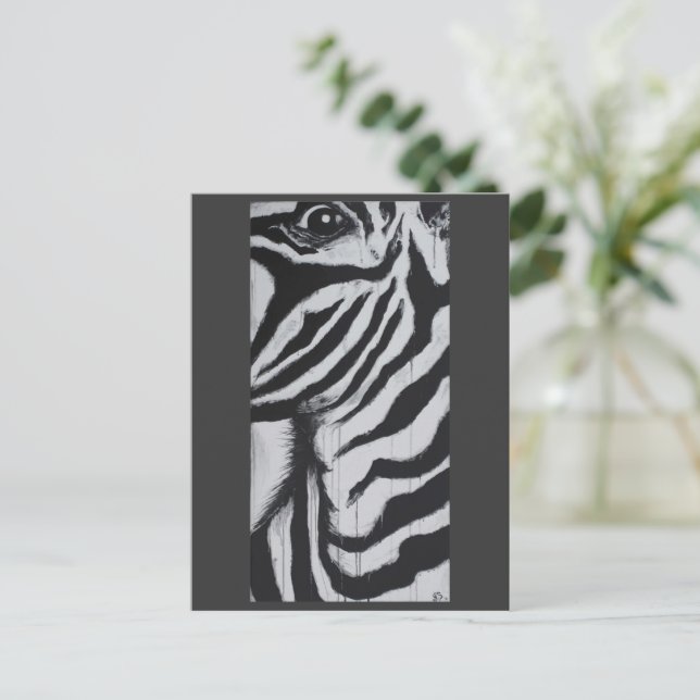 Herr Zebras Vilda Afrikanska Slätter Originalkonst Vykort (Stående Fram)
