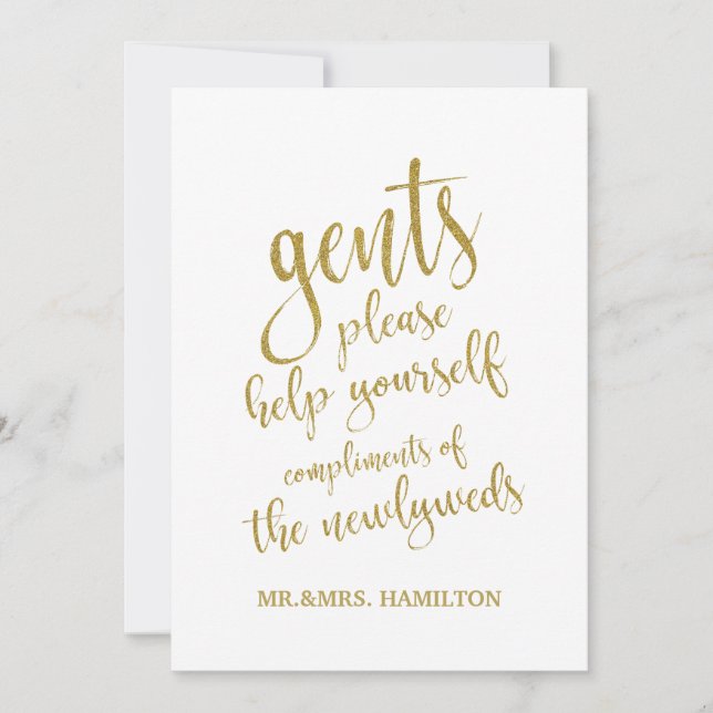 Herrar Toalettkorg Guld Prisvärd Bröllopsskylt (Framsida)