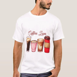 Herrarnas Coffee Art T-Shirt | Söta kaffekoppar St