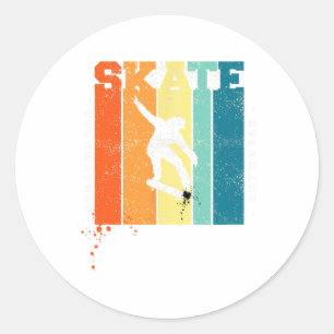 Herrars Coola Skateboardskonst För Män Kvinnor Ska Runt Klistermärke