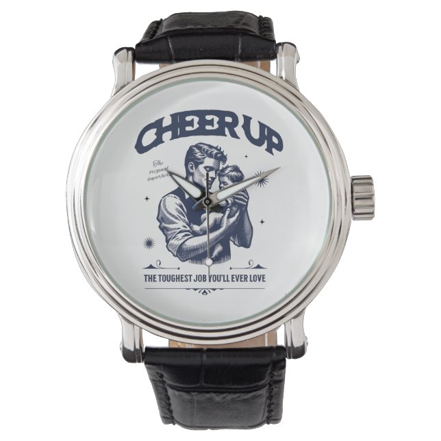 HERRARS PAPPAS UPPSKATTANDE RUNDA SILVER EWATCH  ARMBANDSUR (Framsida)