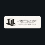 Herrar's Top hat Vintage Beige | RETURADRESS Etikett<br><div class="desc">Clever och roligt vintage stil top hat adressetiketter för killen med en känsla av humor. Det innehåller ditt namn och dina uppgifter om adress bredvid en vintage gammal top hat i stil med en beige bakgrund under det.</div>