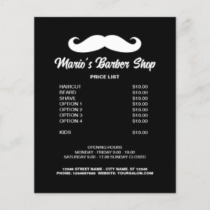Herrbarberarens frisörsalong prislista kampanj flygblad