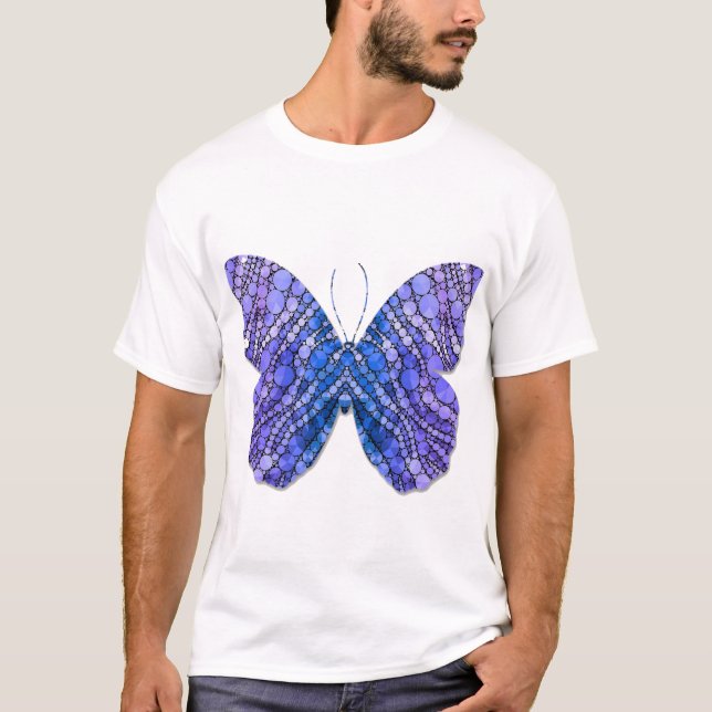 Herrblå lila fjärilsgrafisk t-shirt - Vibr (Framsida)