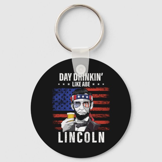 Herrdagskryddat drickande som Abe Lincoln 4:e juli Nyckelring (Framsida)
