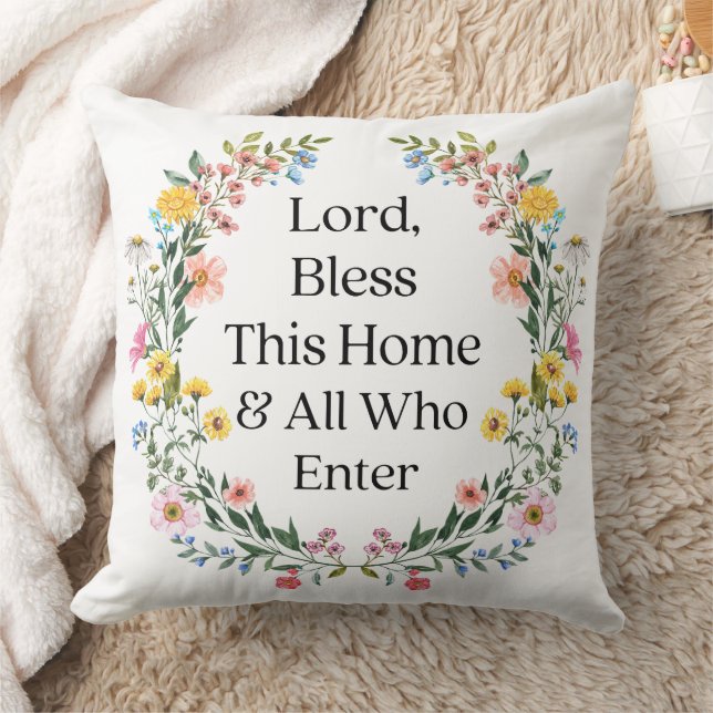 Herre Bless Den här Blommigten Dekorativ kudde (Filt)