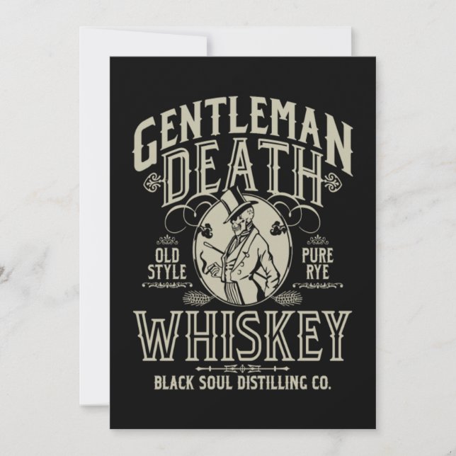 Herre död Gamle Stil Rure Rye Whiskey Tack Kort (Framsida)