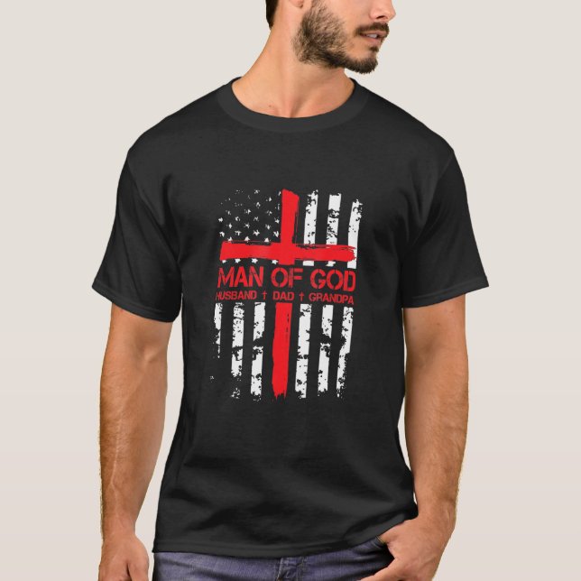 Herre gud Make Pappa morfar USA flagga Jesus Chri T Shirt (Framsida)