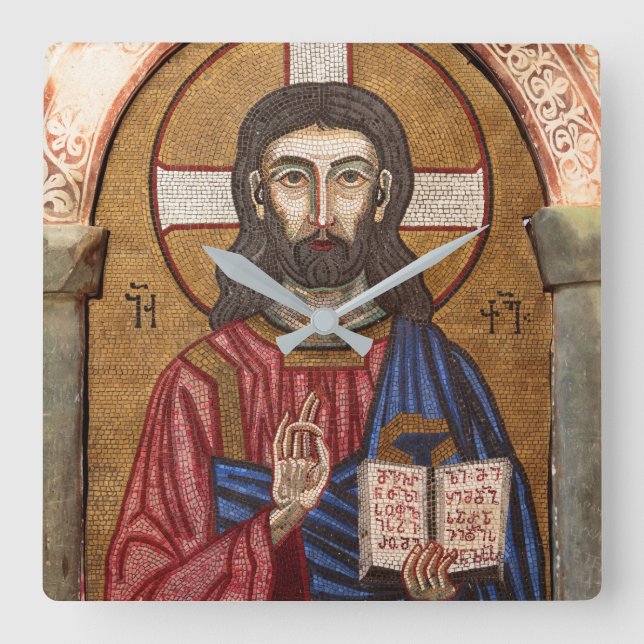Herre Jesus Mosaic Fyrkantig Klocka (Framsida)