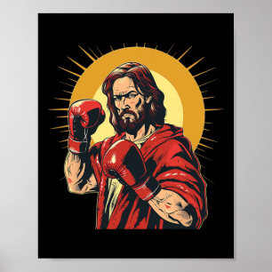 Herre Jesus och Gud i Boxing Ring Costume for Spor Poster
