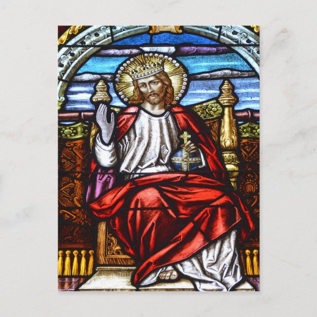 Herre Jesus på tronglas nedfläckad Vykort (Framsida)