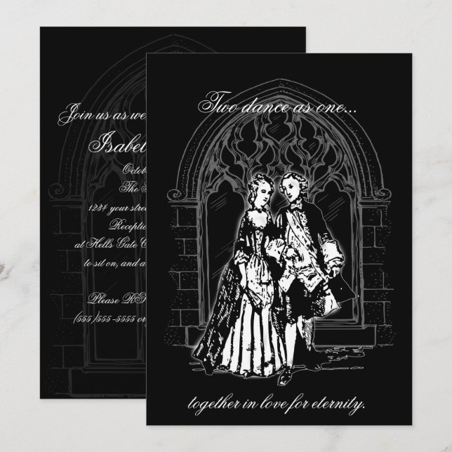Herre och Dam Gothic Wedding Investigations Inbjudningar (Fram/baksida)