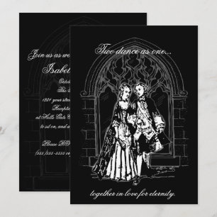 Herre och Dam Gothic Wedding Investigations Inbjudningar