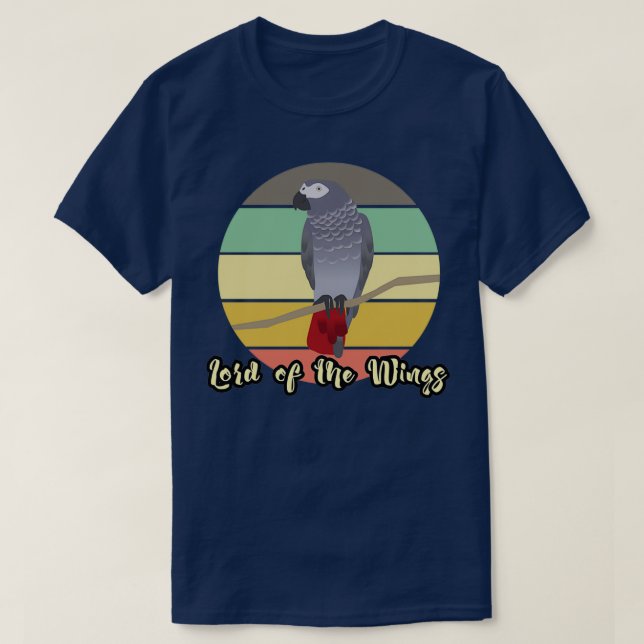 Herre Vingar African Grått Parrot Älskare och Pe T Shirt (Design framsida)