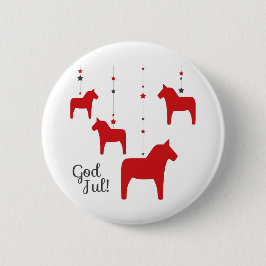 Herregud! Dala Horse Button Knapp