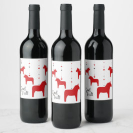 Herregud! Dala Horse Vin-etikett Vinflaska Etikett