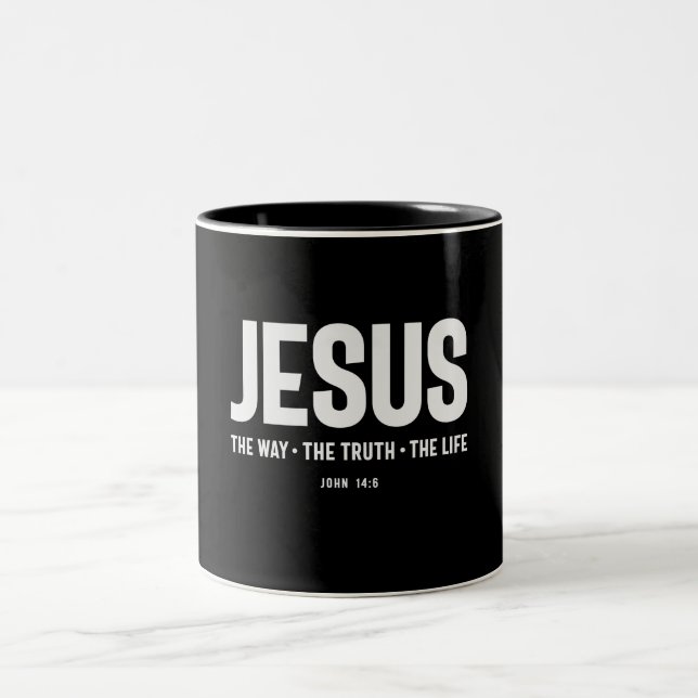Herregud hur sanningen John 14:6 Christian Quote Två-Tonad Mugg (Center)