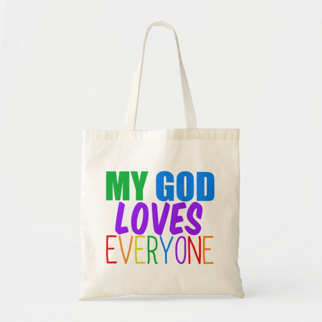 Herregud Kärlek Alla Rainbow Christian Quote Tygkasse (Framsidan)