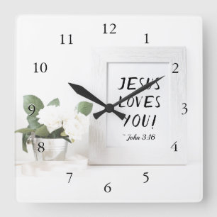 Herregud Kärlek! John 3:16, skriptreferens Fyrkantig Klocka