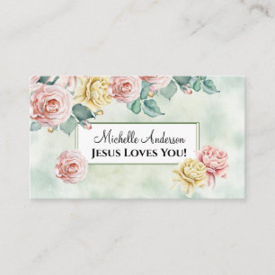 Herregud Kärlek! Snygg Rosa ros, Blommigt Visitkort