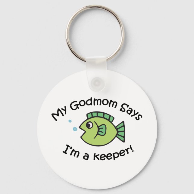 Herregud, mamma säger att jag&ber...är en Keeper! Nyckelring (Framsida)