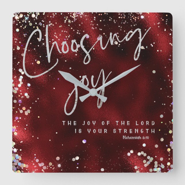 Herren är din styrka KJV Verse Fyrkantig Klocka (Framsida)