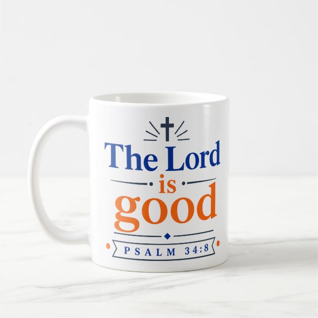 Herren är god modernt skripturcitat kaffemugg (Vänster)