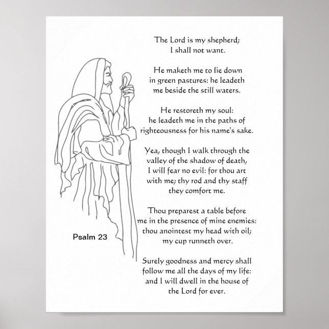 Herren är min 23:e psalm bible Scripture Poster (Framsidan)