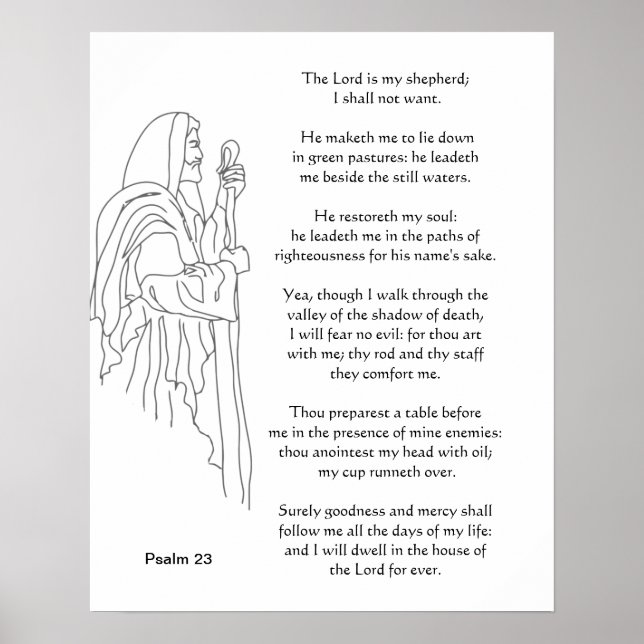 Herren är min 23:e psalm bible Scripture Poster (Framsidan)