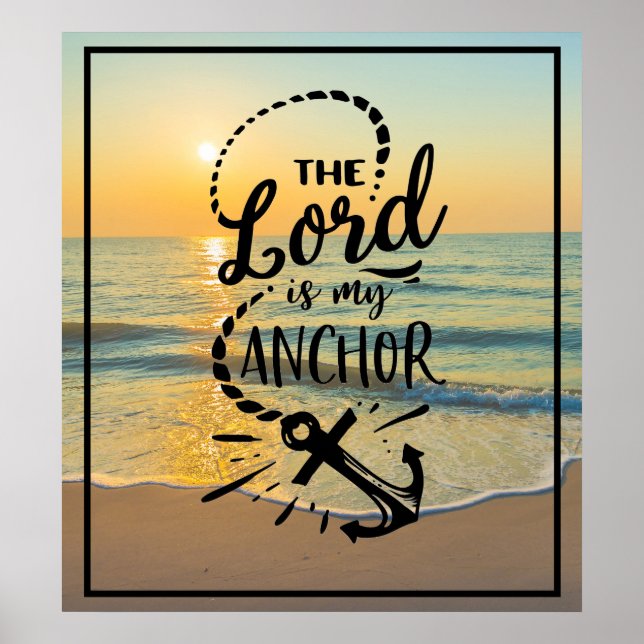 Herren är min Anchor Sunset Beach Scene Poster (Framsidan)