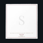 Herren är min del av Deep Red Monogram Scripture Anteckningsblock<br><div class="desc">Detta bibelversa anteckningsblock är säkert en inspiration. Den här designen har en skarp vit bakgrund med djup röd gräns och klassisk typografi som innehåller ett monogram för elegant. Vilket underbart sätt att påminna sig själv om hoppet att endast Kristus kan ge.</div>