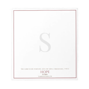 Herren är min del av Deep Red Monogram Scripture Anteckningsblock