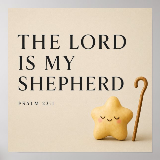 Herren är min herde | Psalm 23:1 | Kräm Poster (Framsidan)