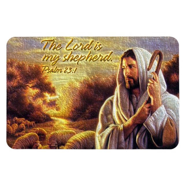 Herren är min herde Psalm 23:1 Premium Magnet (Horisontell)