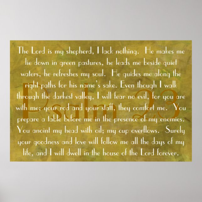 Herren är min herde Psalm 23-bön Poster (Framsidan)