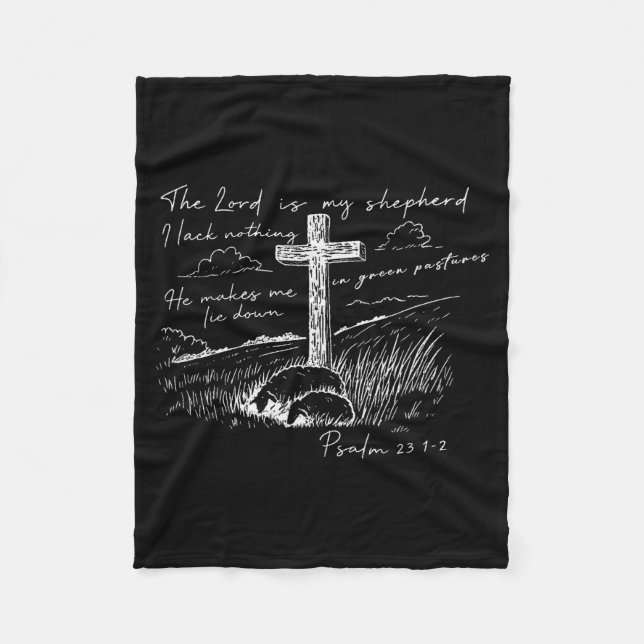 Herren Är Min Herde Psalm 23 Korsäng  Fleecefilt (Framsidan)