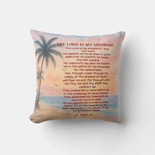 Herren Är Min Herde Psalm 23 Sunset Beach  Kudde (Framsida)