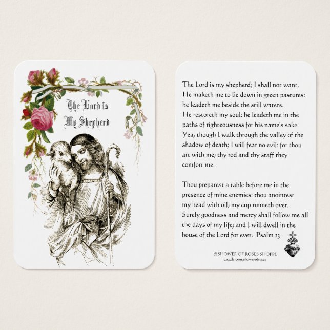 Herren är min herdeskript Bible Jesus Visitkort (Framsida & baksida)