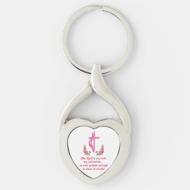 Herren är min klippa twisted heart silverfärgad nyckelring (Framsidan)