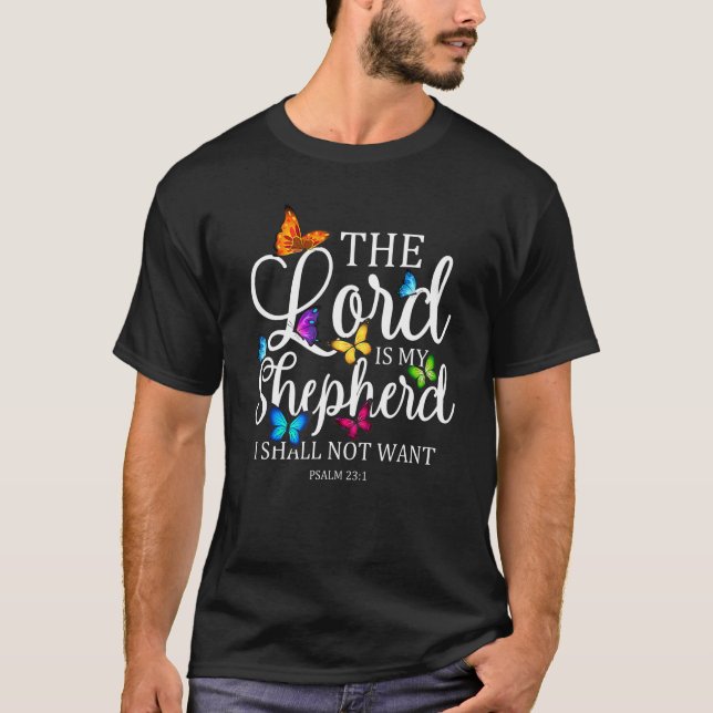 Herren är min Shepherd Butterfly Psalm 231 Relig T Shirt (Framsida)