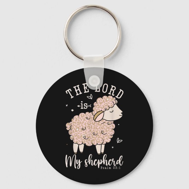 Herren är min shepherd Prayer Christian Sheep Wom Nyckelring (Framsida)