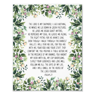 Herren är min Shepherd, Psalm 23, Bible Verse Fototryck
